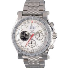 Reactor Mens Valkyrie Chronograph Stainless Watch - Silver Bracelet - White Dial - 81002