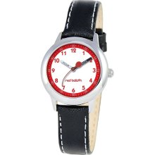 Red Balloon Kid's Stainless Steel Time Teacher Watch - Black Leather