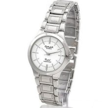 Reduced Omax Mens Watch Quartz Waterproof Silvertone