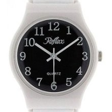 Reflex Analogue White Plastic Strap, Black Dial Kids Watch 1560200u