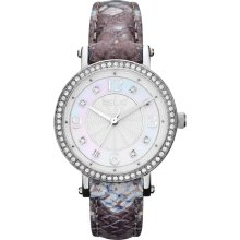 Relic Caroline Stainless Steel Mother-Of-Pearl And Crystal Leather