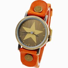 Retro Dial Quartz Appearance Genuine Leather Strap Fashion Women's Watch W545 R