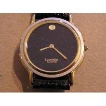 Retro Ladies Lavender Quartz Watch Black Strap Recent Service/battery