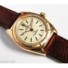 Rolex 5011 Bubbleback 18k Solid Pink Gold. Turn-bezel Original Dial. Circa 1938