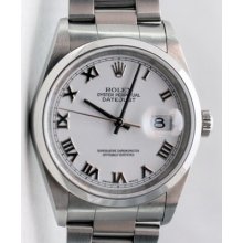 Rolex Datejust 16200 - White Roman Dial - Domed Bezel - Box - 100% Authentic