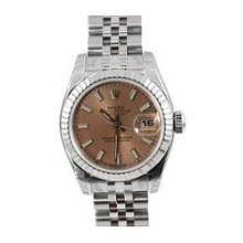 Rolex Datejust 26MM Jubilee Stainless Steel Fluted White Gold Bezel Pink Lady's Timepiece - 179174