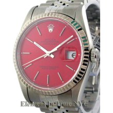 Rolex Datejust 36mm Steel Red Stick Dial