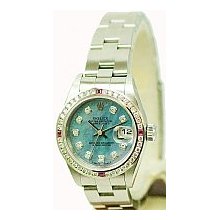 Rolex Ladies Datejust Diamonds/Rubies Bezel Oyster Bracelet - Preowned