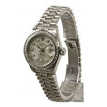 Rolex Ladies Datejust Silver Dial 1.00ct Set Diamond Bezel - Pre-Owned