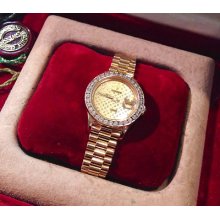 Rolex Ladies President 18k Gold Watch 1.2 Ct. Diamond Bezel 69178