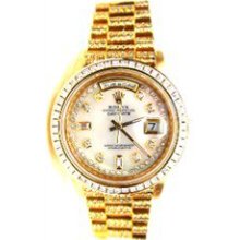 Rolex Like New President W/ Custom Diamond Band, Princess Cut Bezel, w/ String Diamond MOP Dial 90s