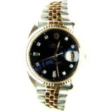 Rolex Like New Steel and Gold Datejust w/ Custom Diamond and Baguette Dial - 90's