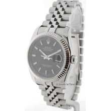 Rolex Mens Datejust 116234 M Stainless Steel & 18k White Gold Black Dial