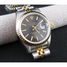 Rolex Oyster Perpetual 18k Y Gold Ss Two Tone Datejust Watch Lady 7