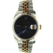 Rolex Steel and Gold Datejust w/ Rarely Seen Custom Made Oynx Stone Dial Circa 1990's