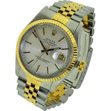 Rolex Two-tone Datejust Watch 18k Yellow Gold Tapestry Dial 1987