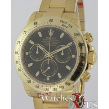 Rolex Yellow Gold Daytona On Bracelet 116528 Black Dial