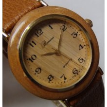 Ronica Men's Wood Quartz Collector's Gold Watch $295