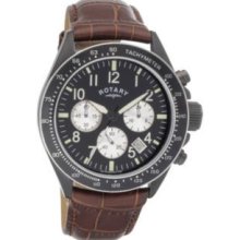 Rotary Men's Brown Strap Chronograph Watch.