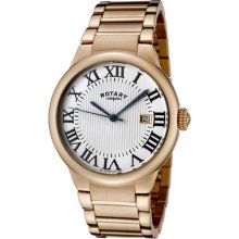 Rotary Men's Savanna Silver Dial Rose Gold Tone Stainless Steel