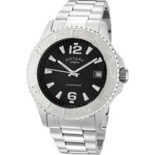 Rotary Watch Gb00025-04 Men's Black Dial Stainless Steel