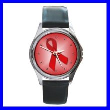 Round Metal Watch RED RIBBON Awareness Men Women Girls (11571754)