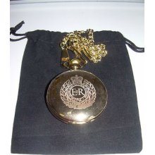 Royal Engineers Pocket Watch Re Regiment Crest Engraved, Comes With Velvet Pouch