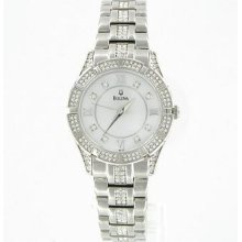 Sale Bulova Ladies Swarovski Crystal Mop Dial Watch 96l116