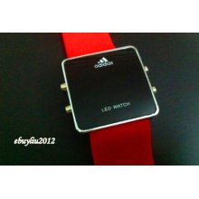 Sale Sport Style Lady&men Silicone Band Red Led Digital Date Red Watch W010