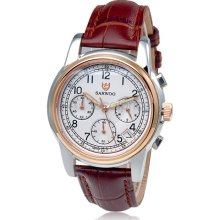 SARWOO 177 Men's Quartz Movement Analog Watch with Stainless Steel Strap, Calendar, Gift Box (Rose Gold + Silver)