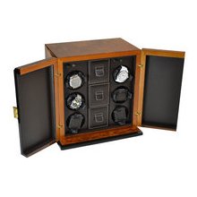 Scatola Del Tempo Briar Root Watch Winder For 6 Watches Plus Storage 6RTRAOS