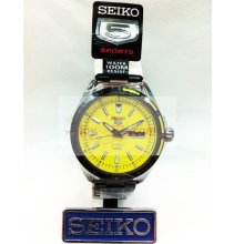 SEIKO 5 Sports 100M Automatic Yellow Mens Watch SRP159K1