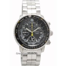 Seiko Flight Alarm Chronograph Sna411p1 Pilot's Watch