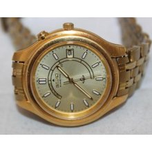 Seiko Kinetic Gold Tone Champagne Dial Date Skh046 Men's Watch