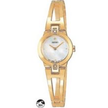 Seiko Ladies` Gold Watch W/ Two Diamonds