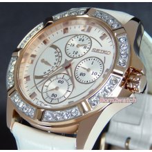 Seiko Ladies Multifunction Two-tone Rose Gold Swarovski Crystals Srlz92 Srlz92p1