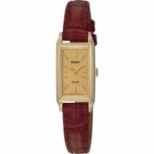 Seiko Ladies Rectangular Brown Leather Band Watch