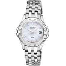 Seiko Ladies Stainless Steel Mother of Pearl Solar Watch