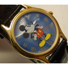 Seiko Mickey Mouse Men's Blue Dial Gold Watch