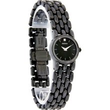 Seiko Quartz Ladies Diamond Accent Black Watch SUJ355