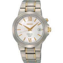 Seiko Ska485p1 Kinetic Titanium Gold Sapphire Crystal Bracelet Mens Watch