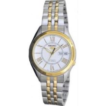 Seiko SNKL36 Mens Two Tone Seiko 5 Automatic Link Bracelet White Dial