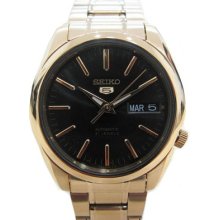 Seiko Snkl50 Men's Watch Gold Tone Automatic Black Tone Dial