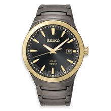 Seiko Solar Two Tone Stainless Steel Watch - Sne252 - Men