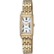 Seiko SUP032 Womens Gold Tone Dress Solar Quartz White Dial