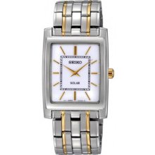 Seiko Sup893 Men's Solar White Dial Two Tone Casual Dress Watch