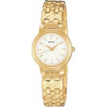 Seiko Swj108 Women's Watch Gold Tone Stainless Steelwhite Dial