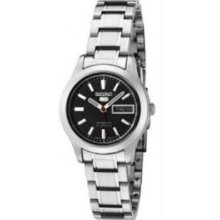 Seiko SYMD99 Womens Stainless Steel Seiko 5 Automatic Dress Black Dial