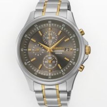 Seiko Two Tone Stainless Steel Chronograph Gray Face Snde25