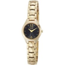 Seiko Women Gold-tone Charcoal Dial Dress Watch Sujg08